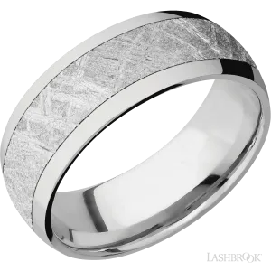 Domed Titanium with Polish Finish and Meteorite Inlay - 8MM