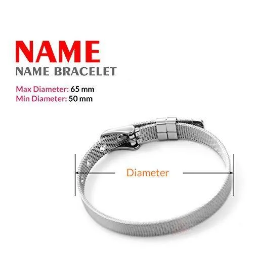 Dreamrax Silver Synthetic Metal Personalized Rhinestone Diamonds Shiny Name Bracelet for Girl's