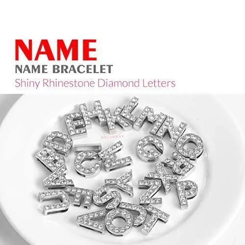 Dreamrax Silver Synthetic Metal Personalized Rhinestone Diamonds Shiny Name Bracelet for Girl's