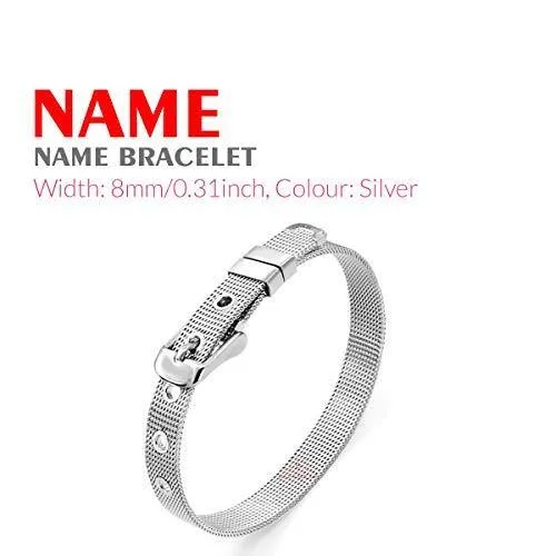 Dreamrax Silver Synthetic Metal Personalized Rhinestone Diamonds Shiny Name Bracelet for Girl's