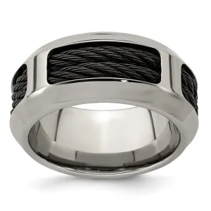 Edward Mirell Stainless Steel and Black Ti Double Cable 10.75mm Band