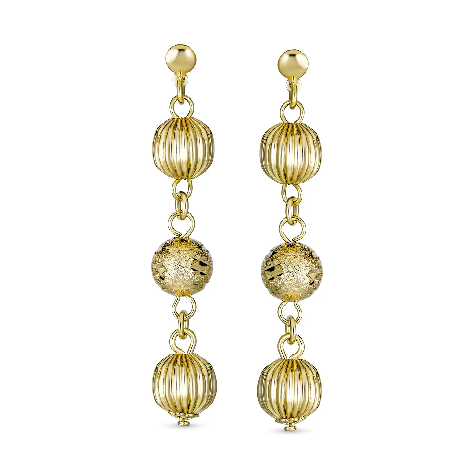 Elegant Vintage Style Drop Ball Earrings 18K Gold Plated Lightweight Dangle