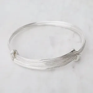 Elephant Hair Inspired Bangle - Shiny Sterling Silver - 10 Lines