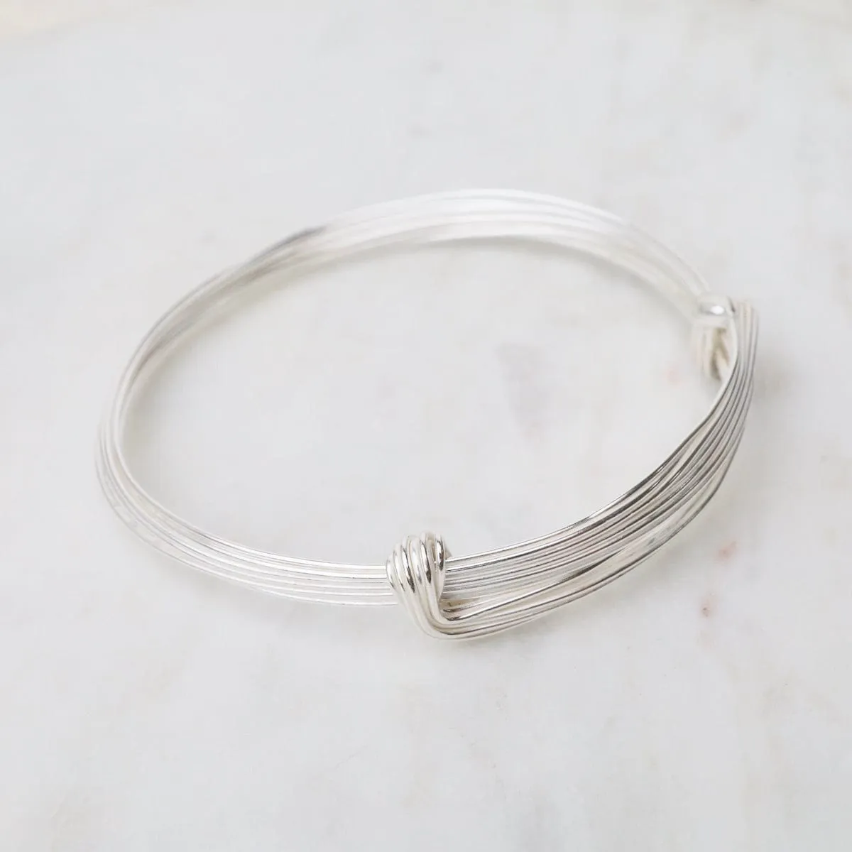 Elephant Hair Inspired Bangle - Shiny Sterling Silver - 10 Lines