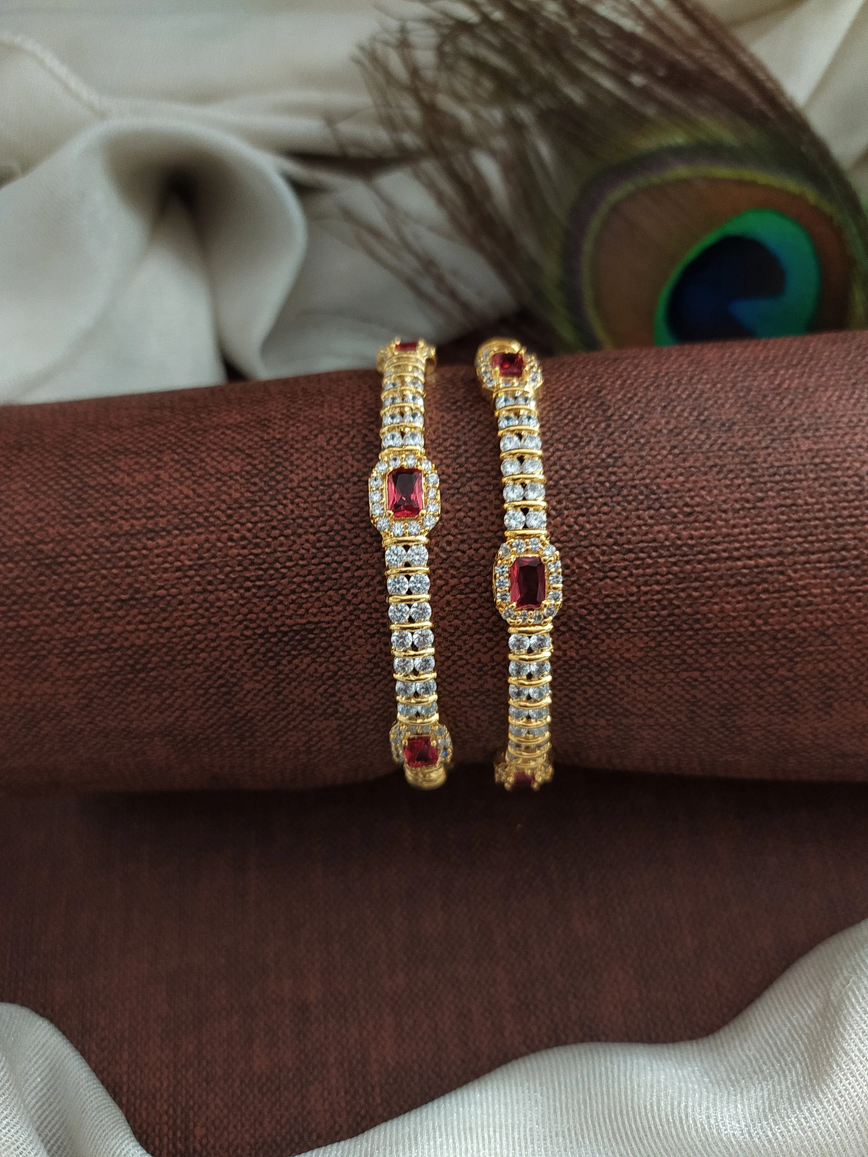 Embrace Sparkling Elegance With Gold Plated Shining Zircon Bangles