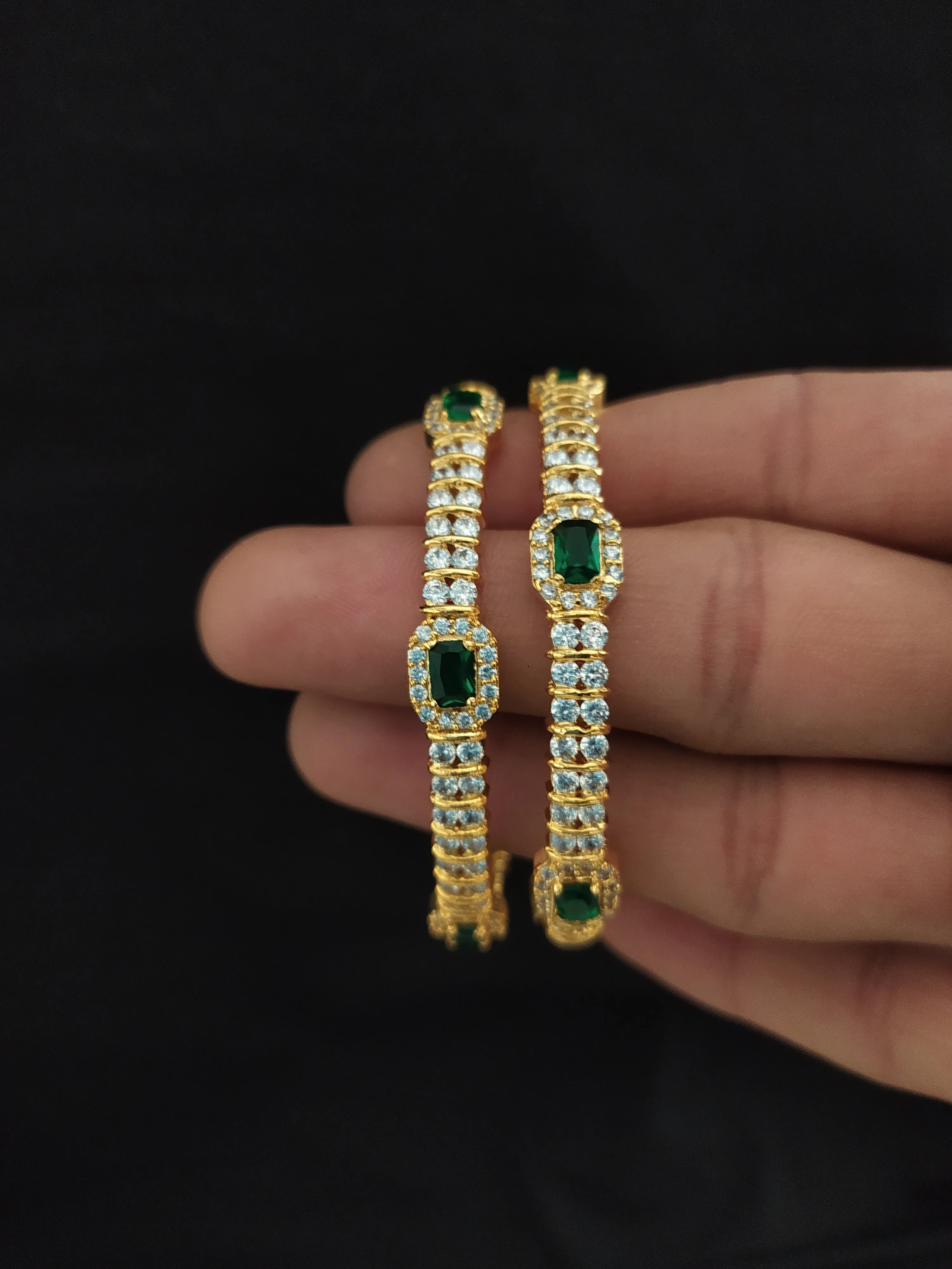 Embrace Sparkling Elegance With Gold Plated Shining Zircon Bangles