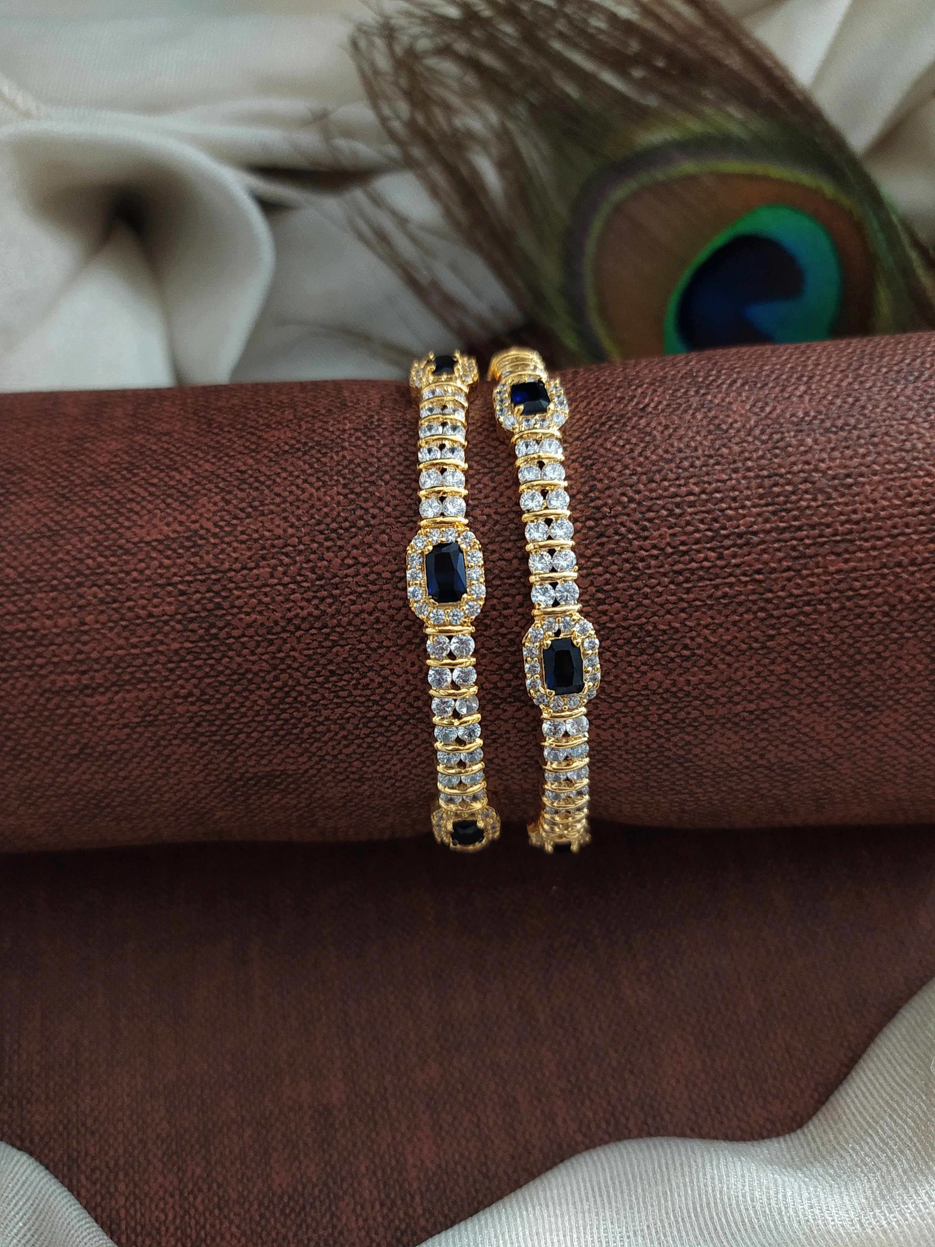 Embrace Sparkling Elegance With Gold Plated Shining Zircon Bangles