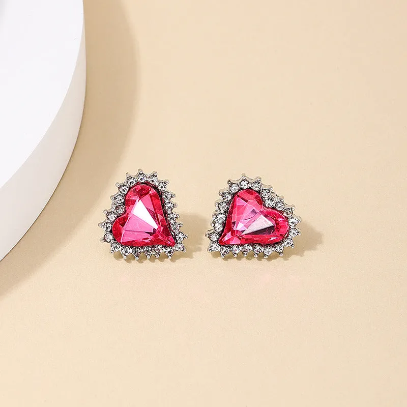 Exquisite Love Studded Heart Earrings - Vienna Verve Collection.