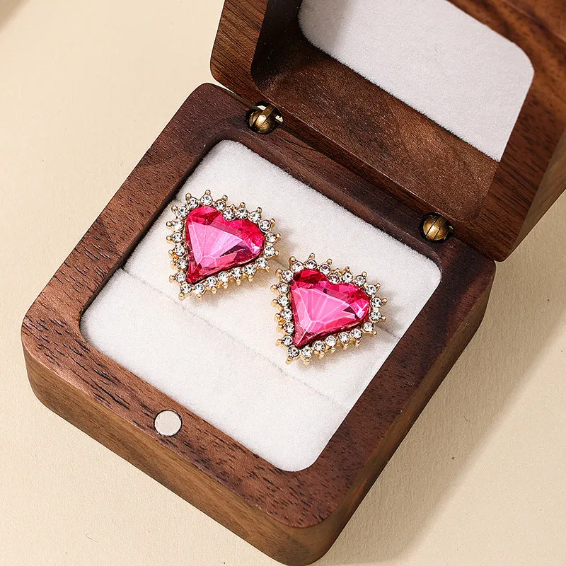 Exquisite Love Studded Heart Earrings - Vienna Verve Collection.