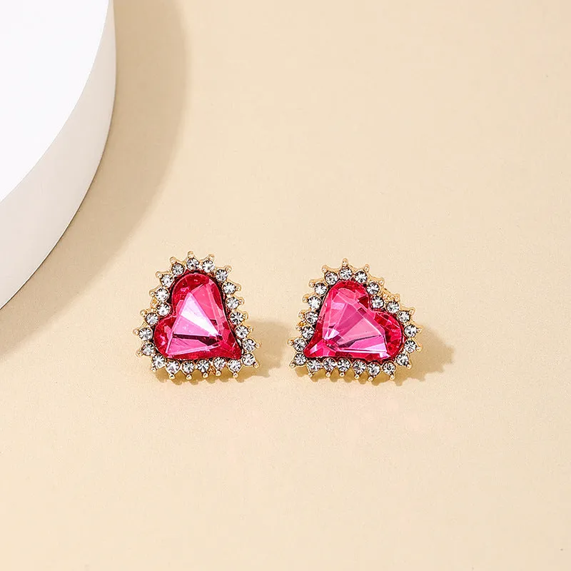 Exquisite Love Studded Heart Earrings - Vienna Verve Collection.