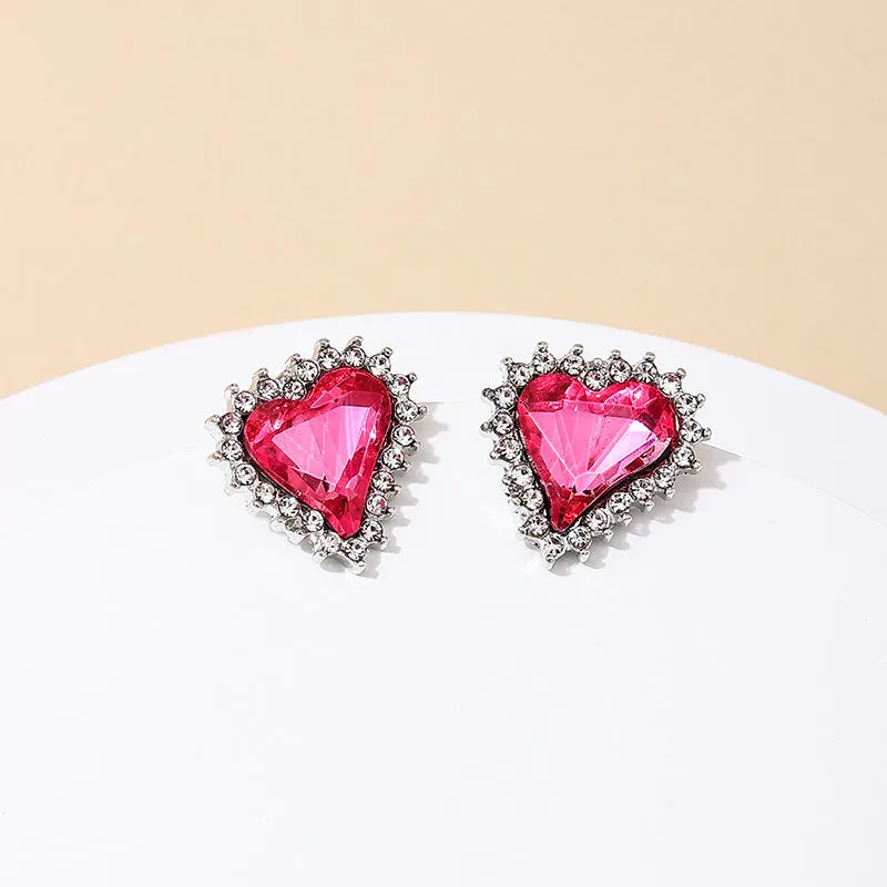 Exquisite Love Studded Heart Earrings - Vienna Verve Collection.