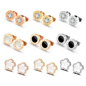 Exquisite Zircon Stainless Steel Stud Earrings For Women