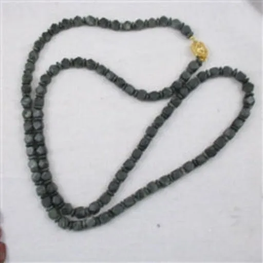 Extra Long Necklace in  Dark Green Gemstone Beads