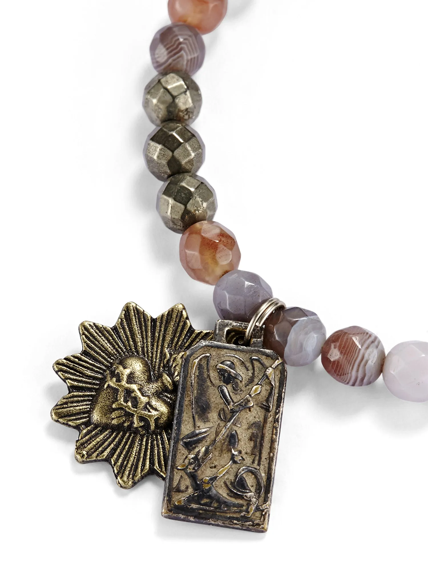 Faceted Botswana Agate & Pyrite Icon Bracelet