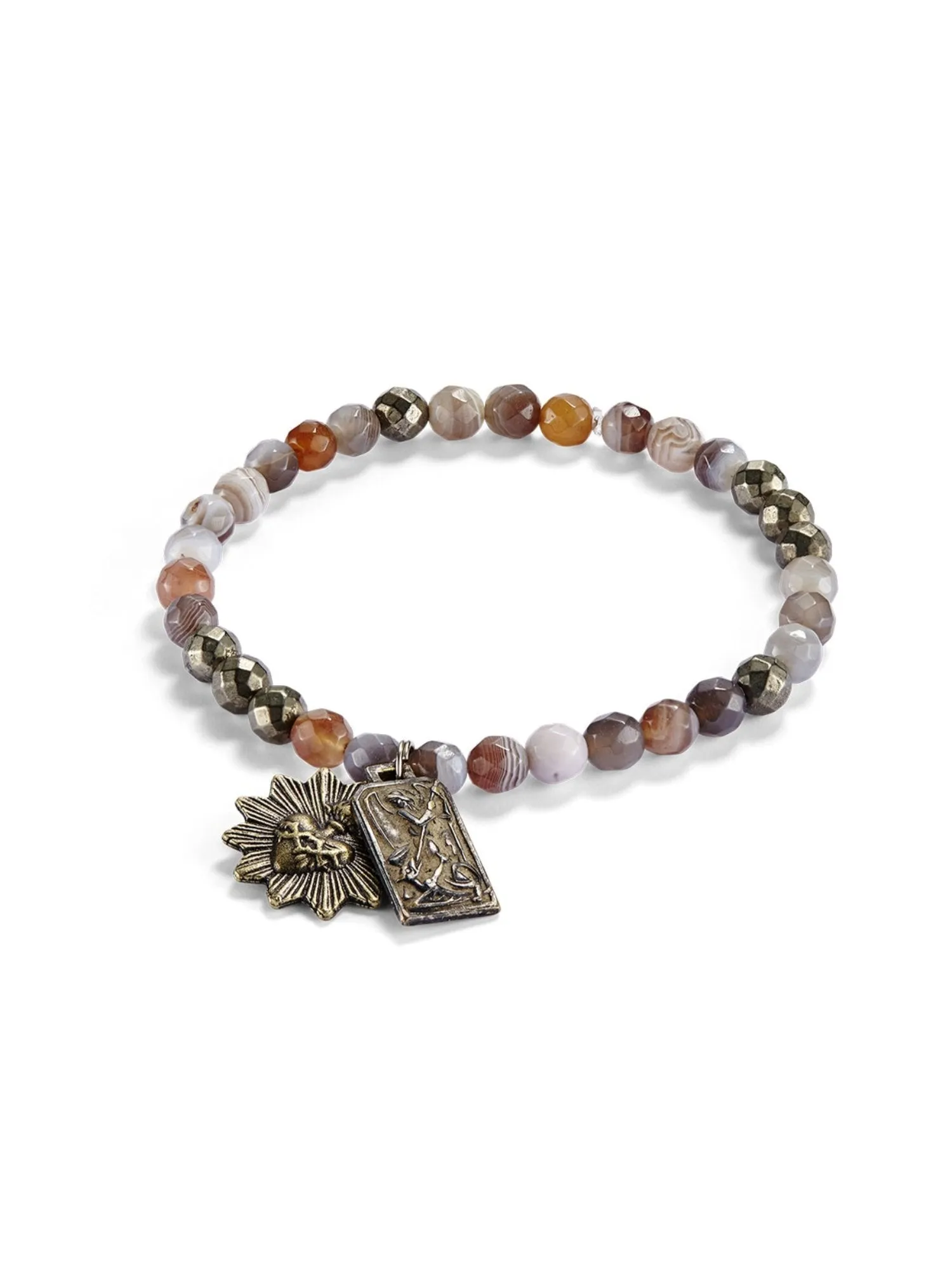 Faceted Botswana Agate & Pyrite Icon Bracelet