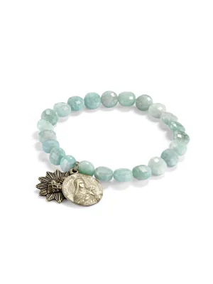 Faceted Coin Moonstone Icon Bracelet