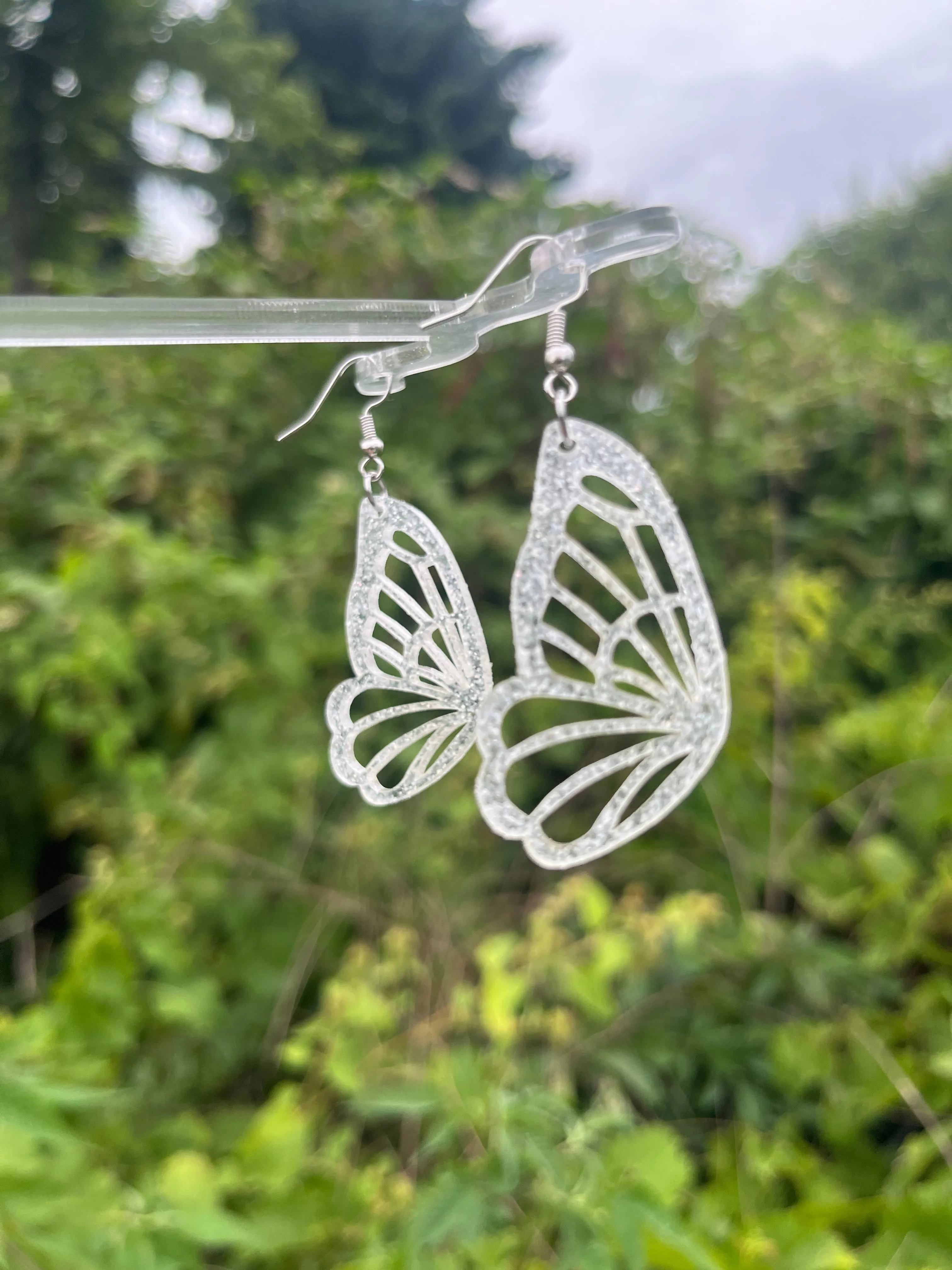 Fairy Wings Glitter Acrylic Earrings