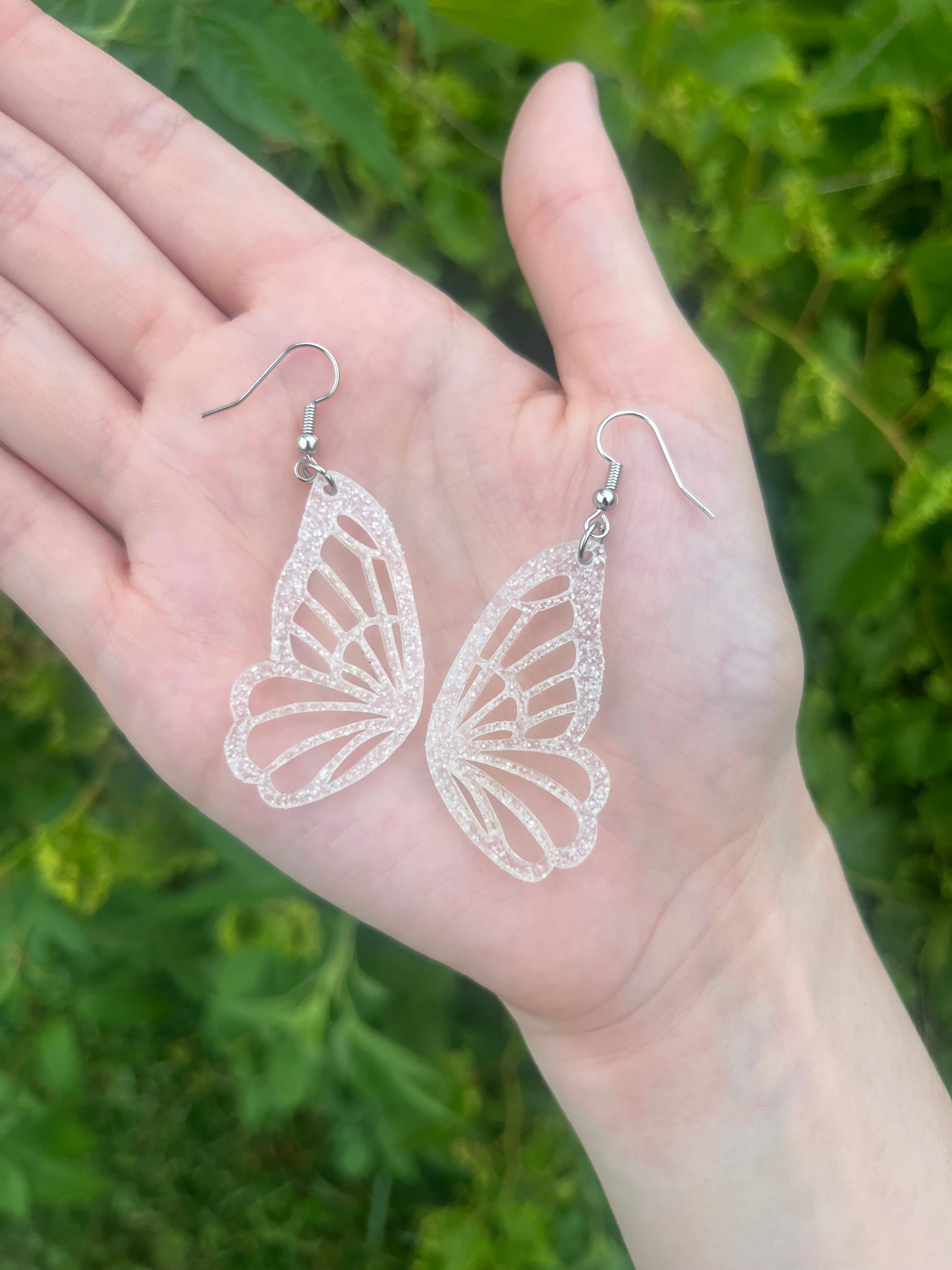 Fairy Wings Glitter Acrylic Earrings