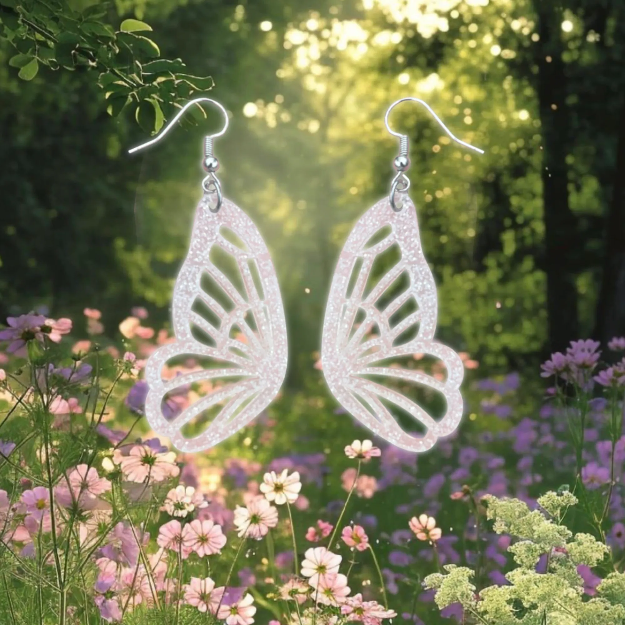 Fairy Wings Glitter Acrylic Earrings