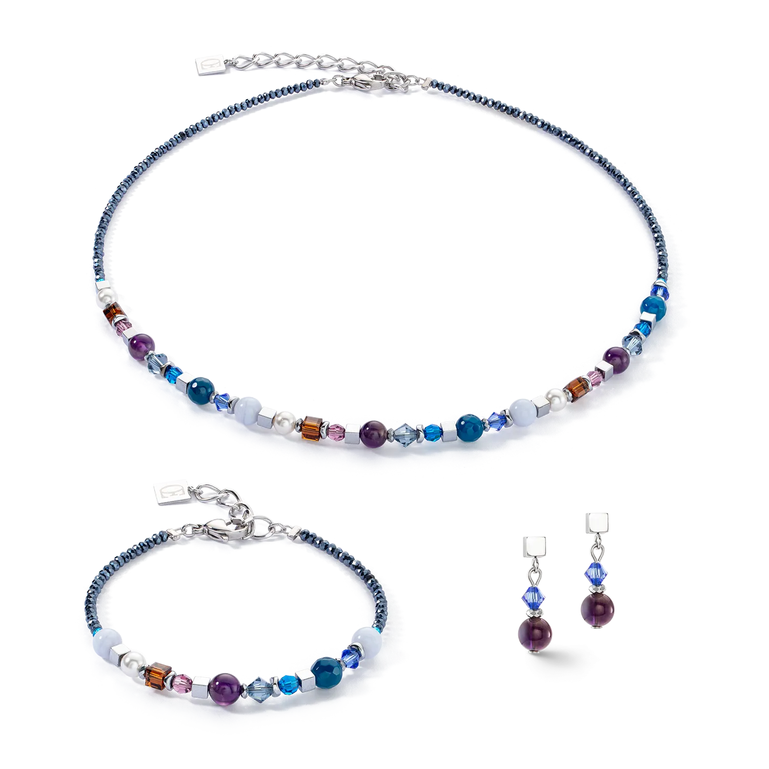 Festive Spheres earrings silver-royal