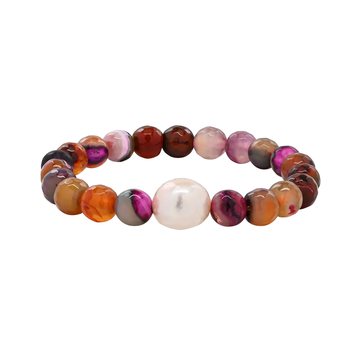 Galaxy Agate & Baroque Pearl Stretch Bracelet