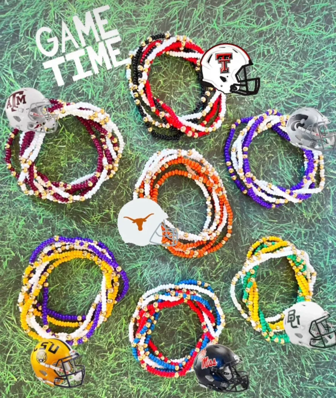 Game Day Team Colors: Set of 6 Stretch Bracelets