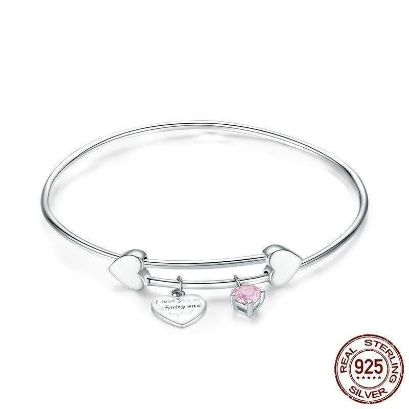 GB401 Silver Love Heart Bracelet Charm Jewelry - I Love You