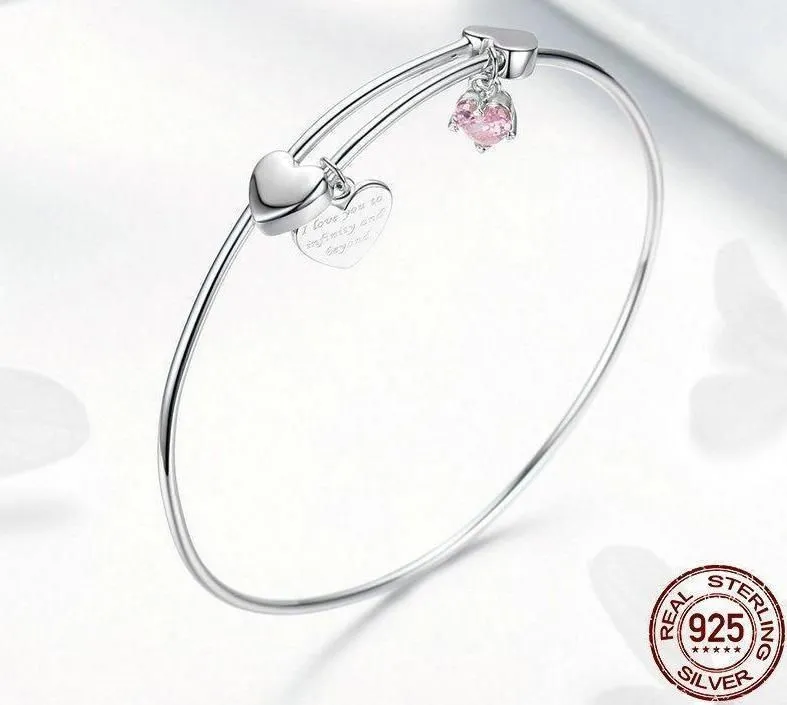 GB401 Silver Love Heart Bracelet Charm Jewelry - I Love You