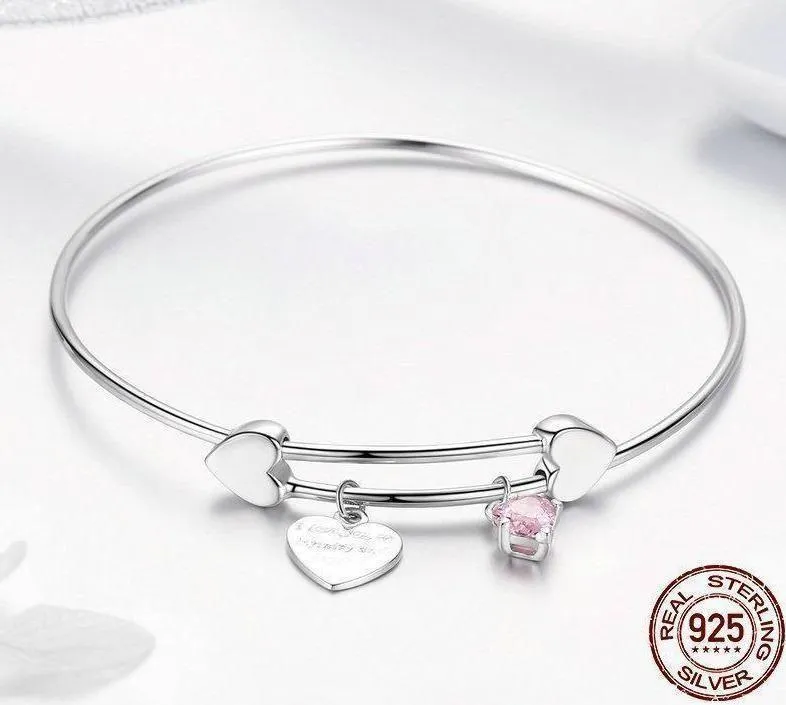 GB401 Silver Love Heart Bracelet Charm Jewelry - I Love You