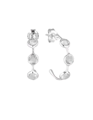 Georgini Kiklo Hoop Earrings w/ White Topaz - Silver