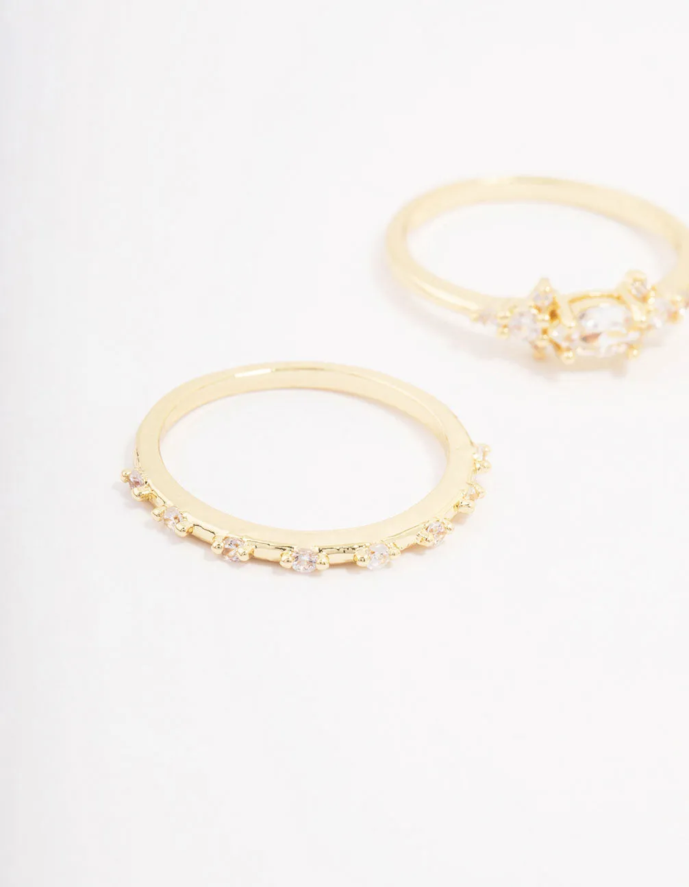 Gold Plated Fine Marquise Triple Stacking Ring Pack