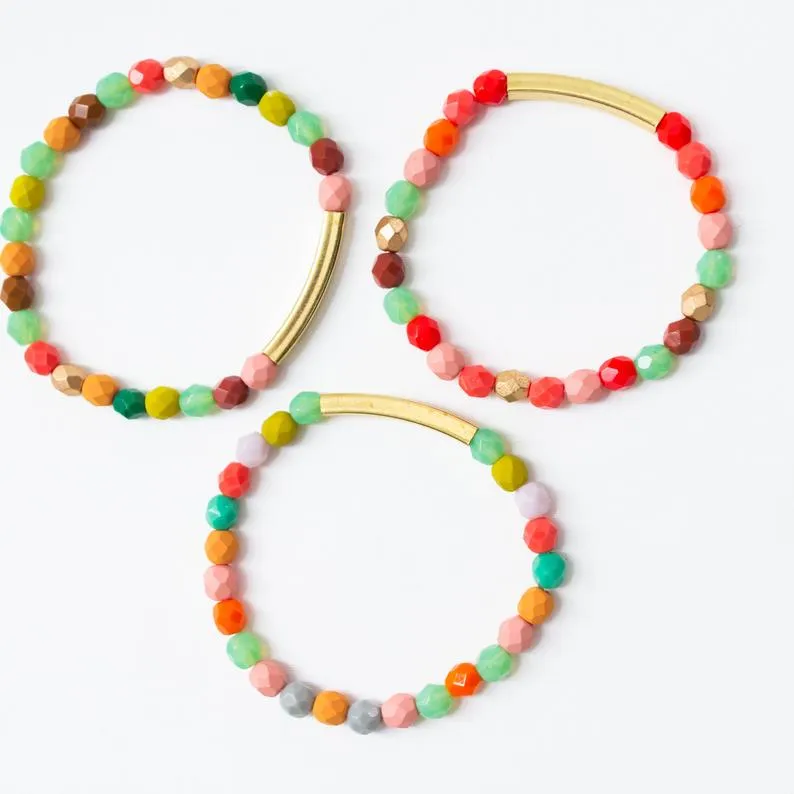 Good Vibes Colorful Stacking bracelet set