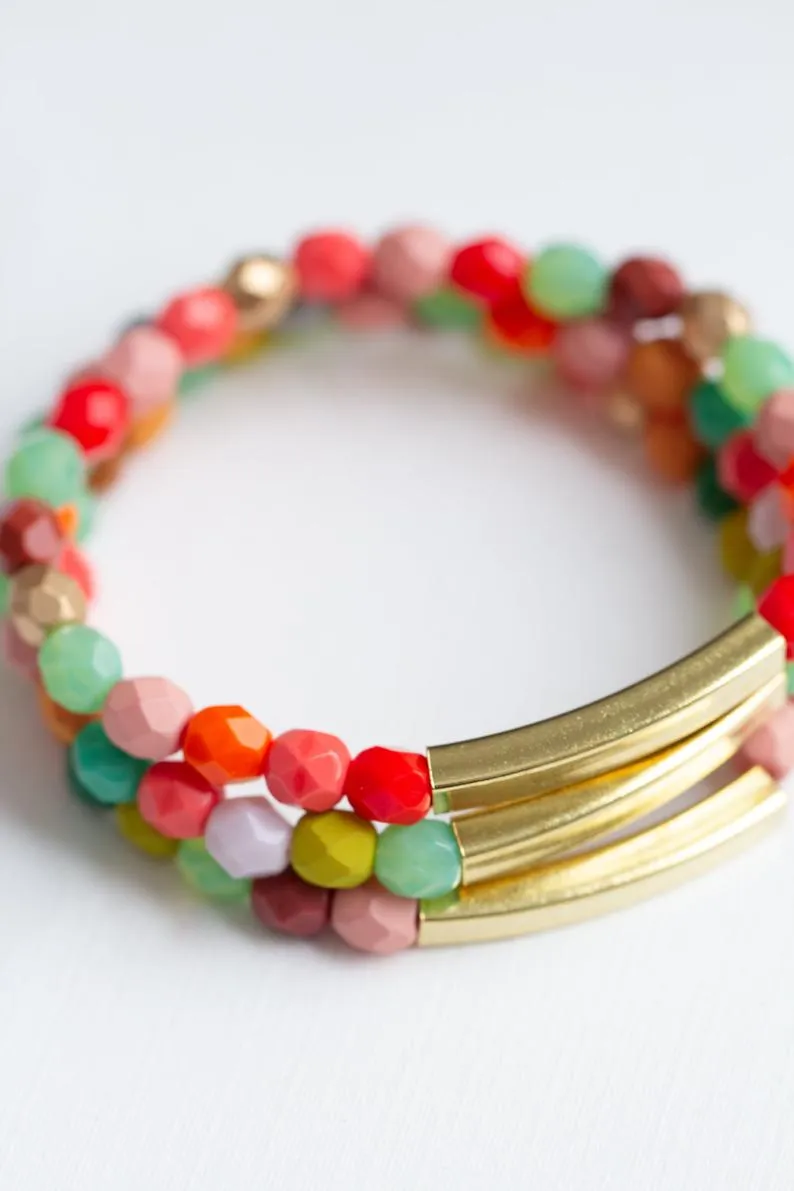 Good Vibes Colorful Stacking bracelet set