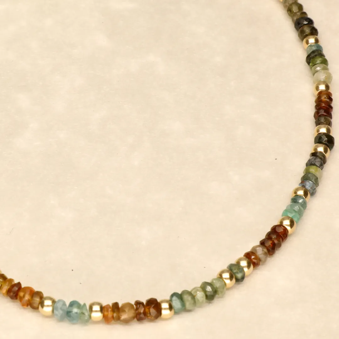 Green Brown Aqua Semi Precious Desert Mix Necklace