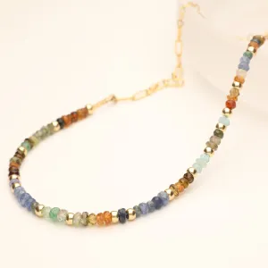 Green Brown Aqua Semi Precious Desert Mix Necklace