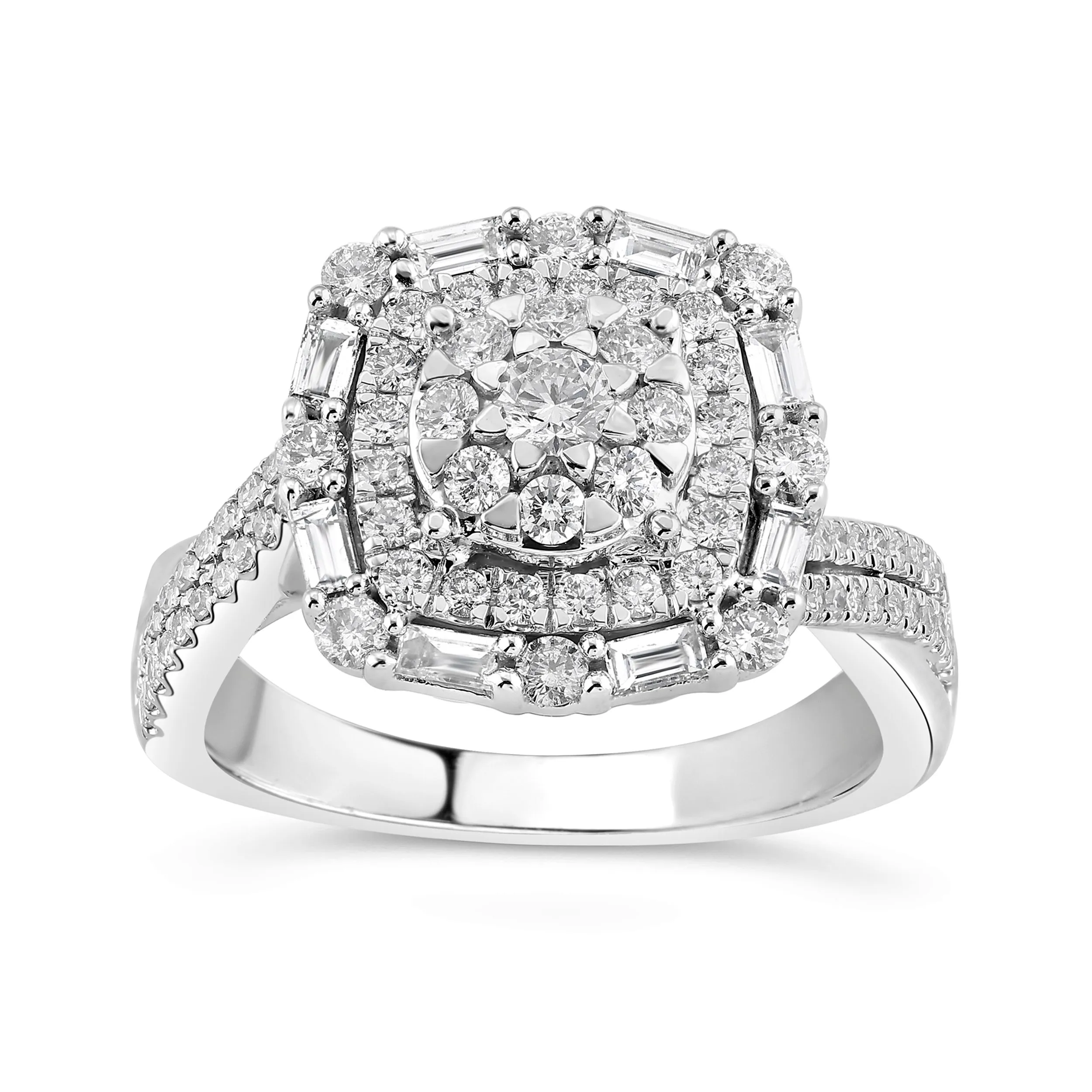 Halo Ring with 1.00ct of Diamonds in 9ct White Gold