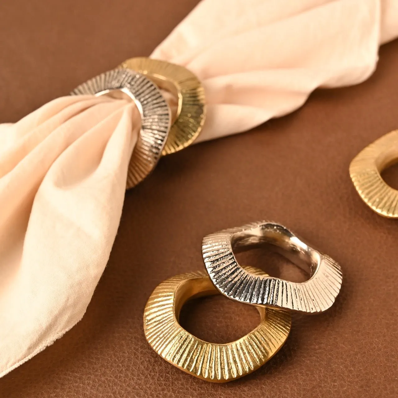 Handcrafted Gehna Napkin Rings | Brass Table Decor