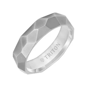 HAZEN 6MM Grey Titanium Comfort Fit Ring with Faceted Brushed Finish