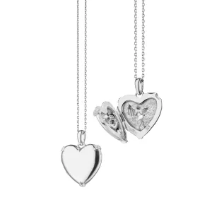 HEART LOCKET NECKLACE WITH WHITE SAPPHIRES