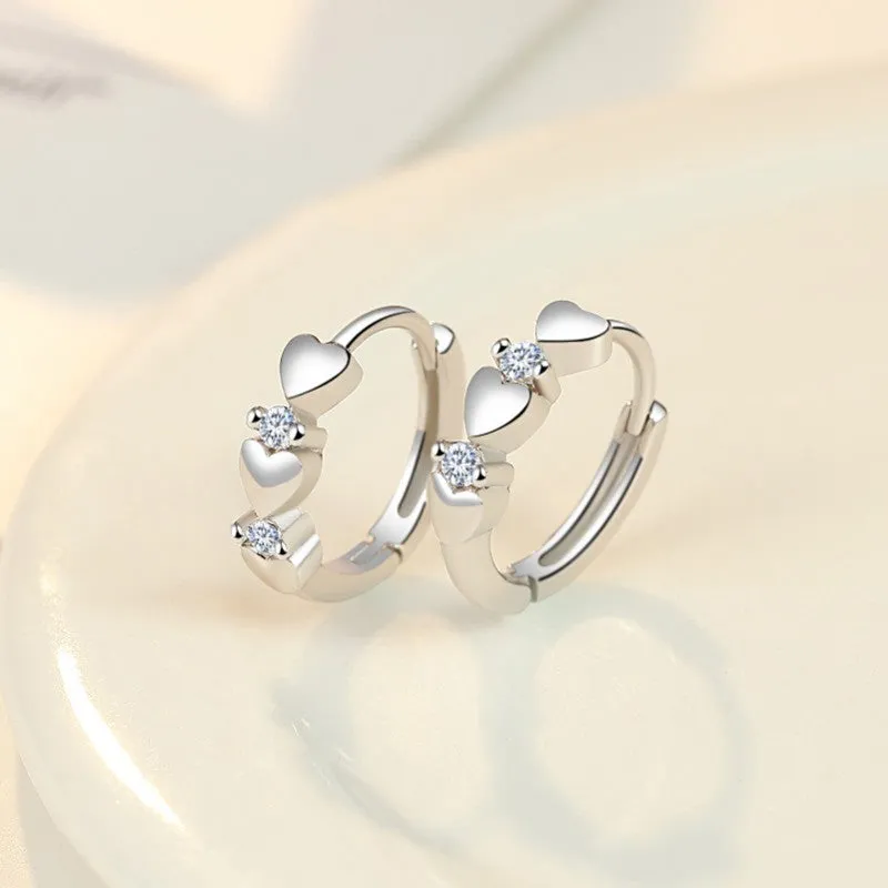 Heart-shaped Zirconia Huggie Earrings For Women