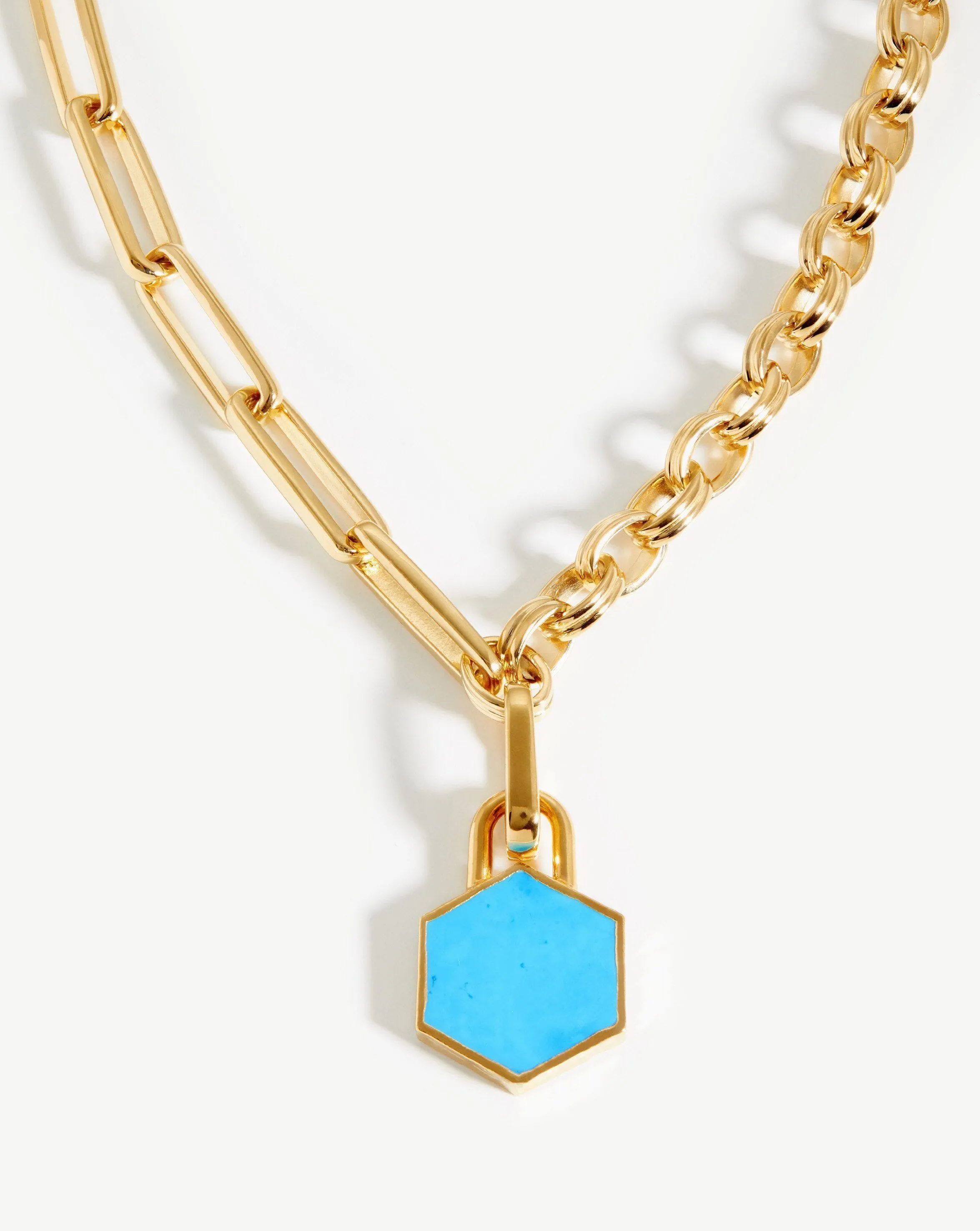 Hex Chain Necklace | 18ct Gold Plated/Turquoise