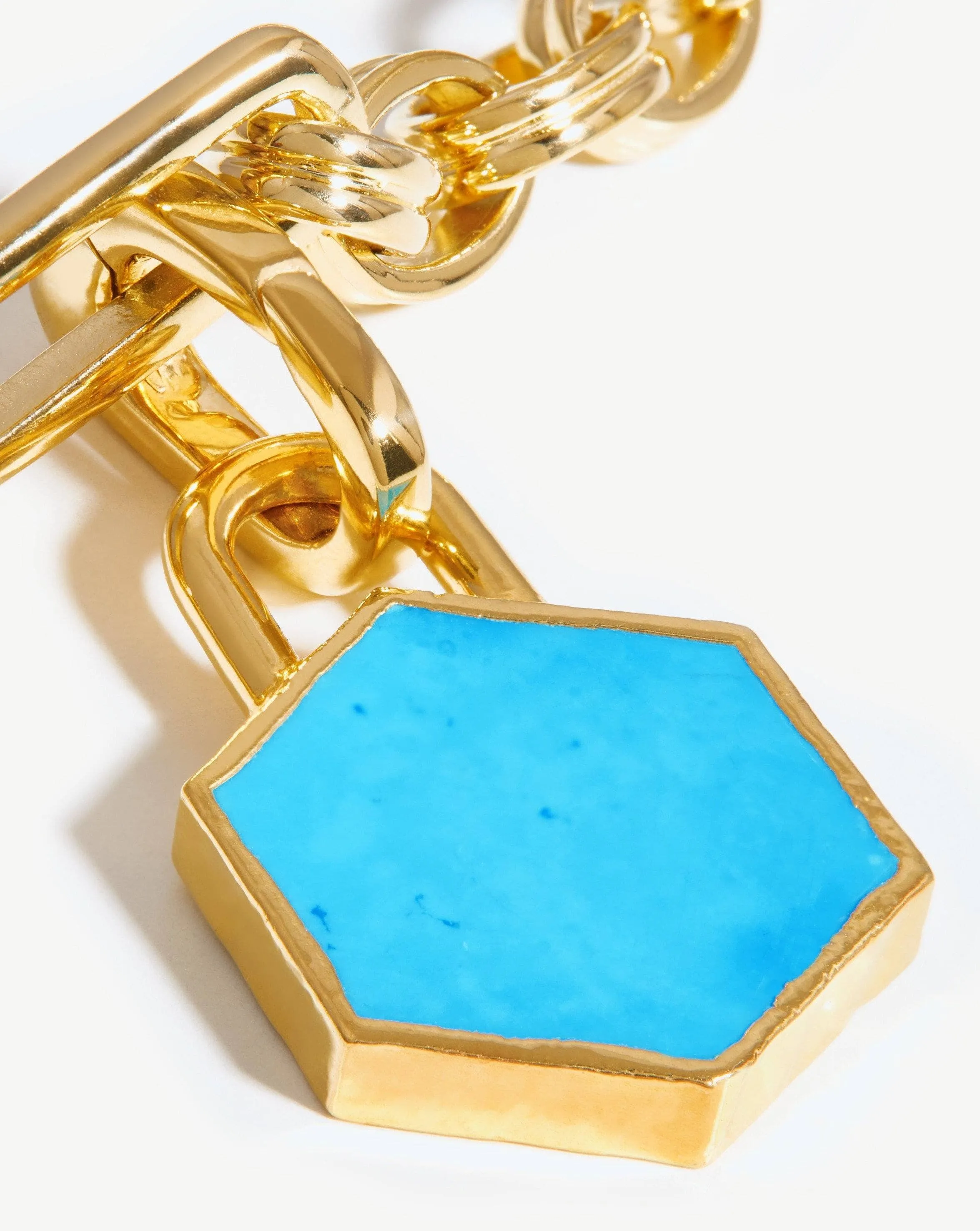 Hex Chain Necklace | 18ct Gold Plated/Turquoise