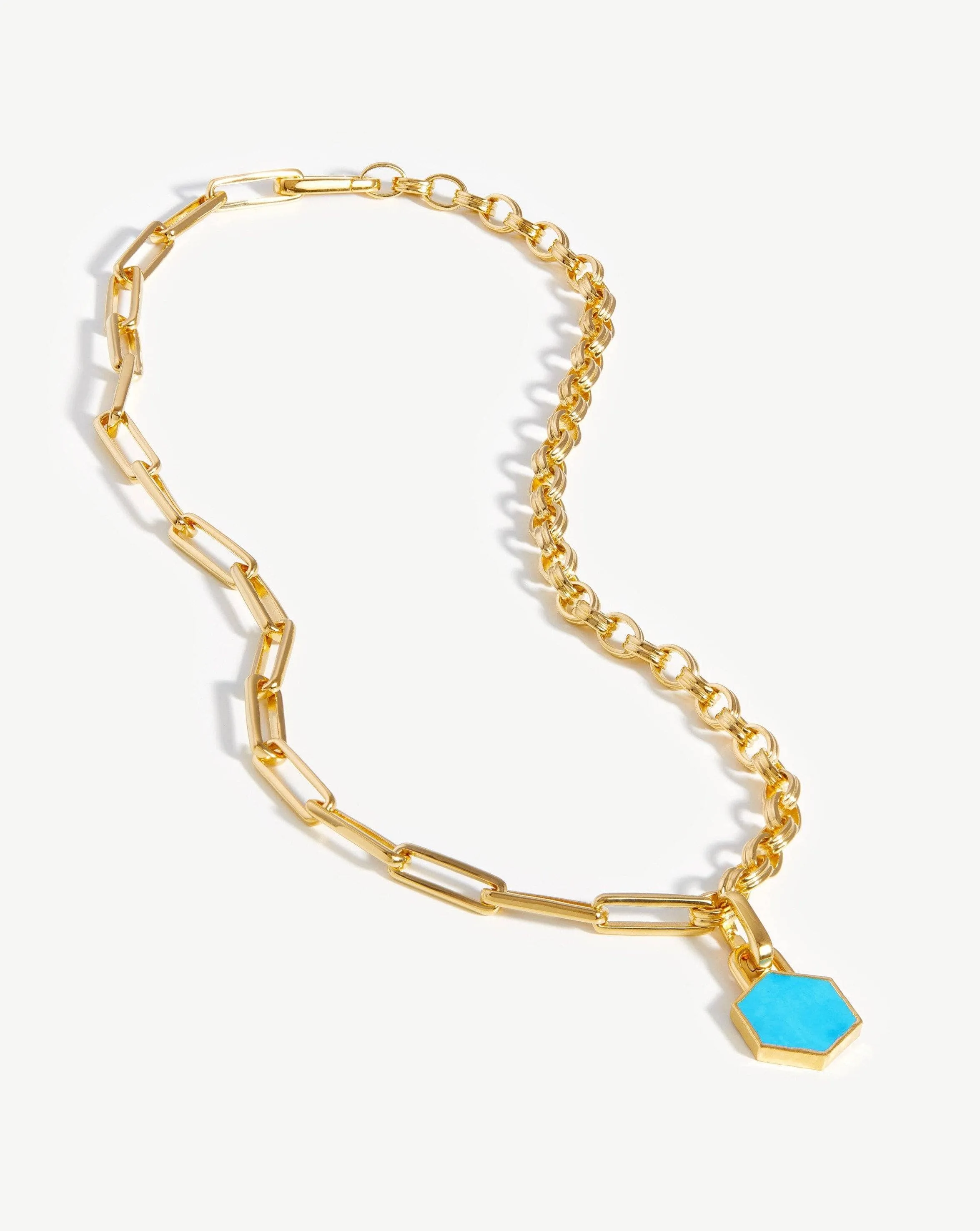 Hex Chain Necklace | 18ct Gold Plated/Turquoise