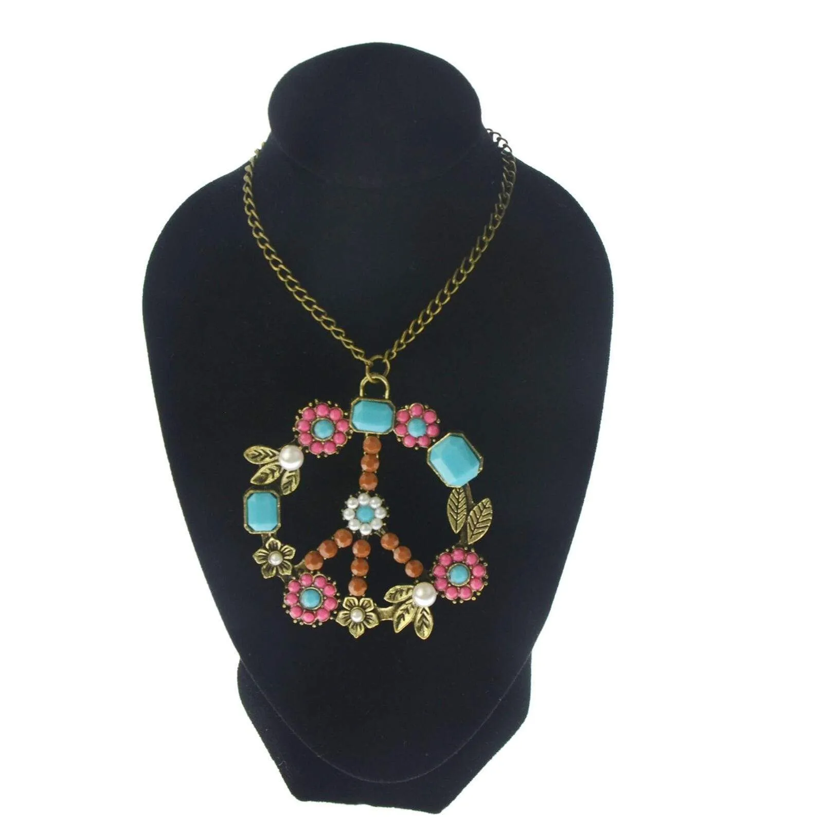 Hippie Peace Wreath Necklace