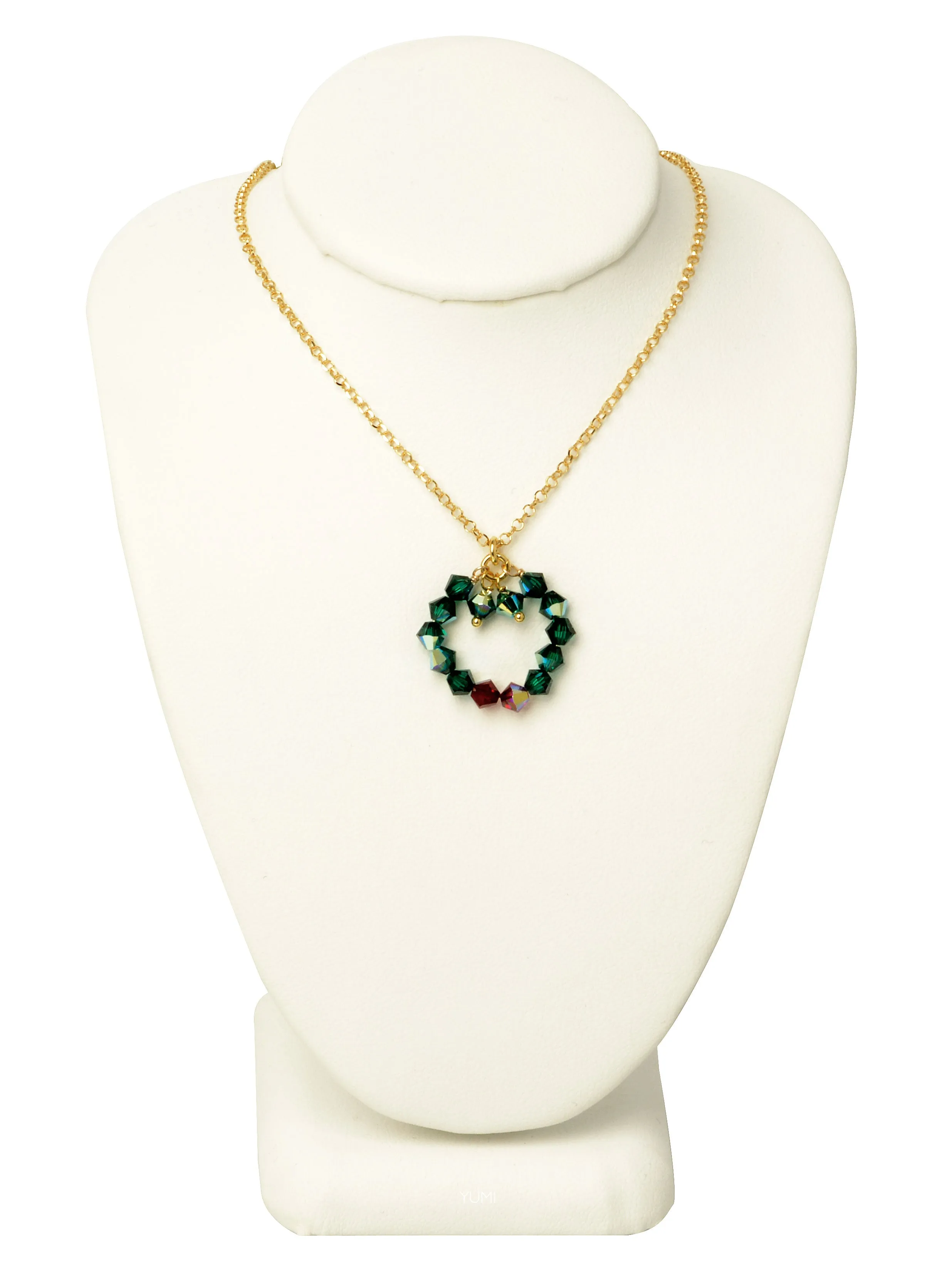 Holiday Wreath Crystal Necklace