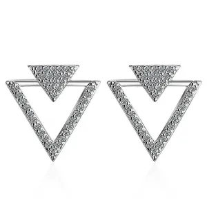 Inverted Pyramid Stud Earrings White Gold