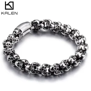 Kalen Punk Long Skull Bracelets For Men