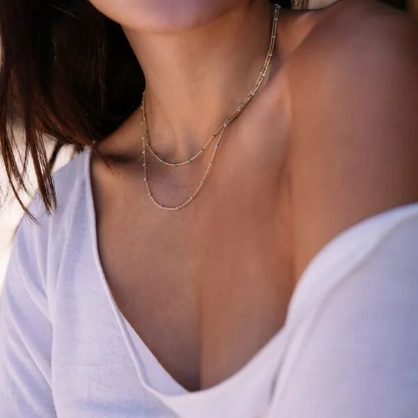 Layer Me Necklace - Gold with Paradise Blue