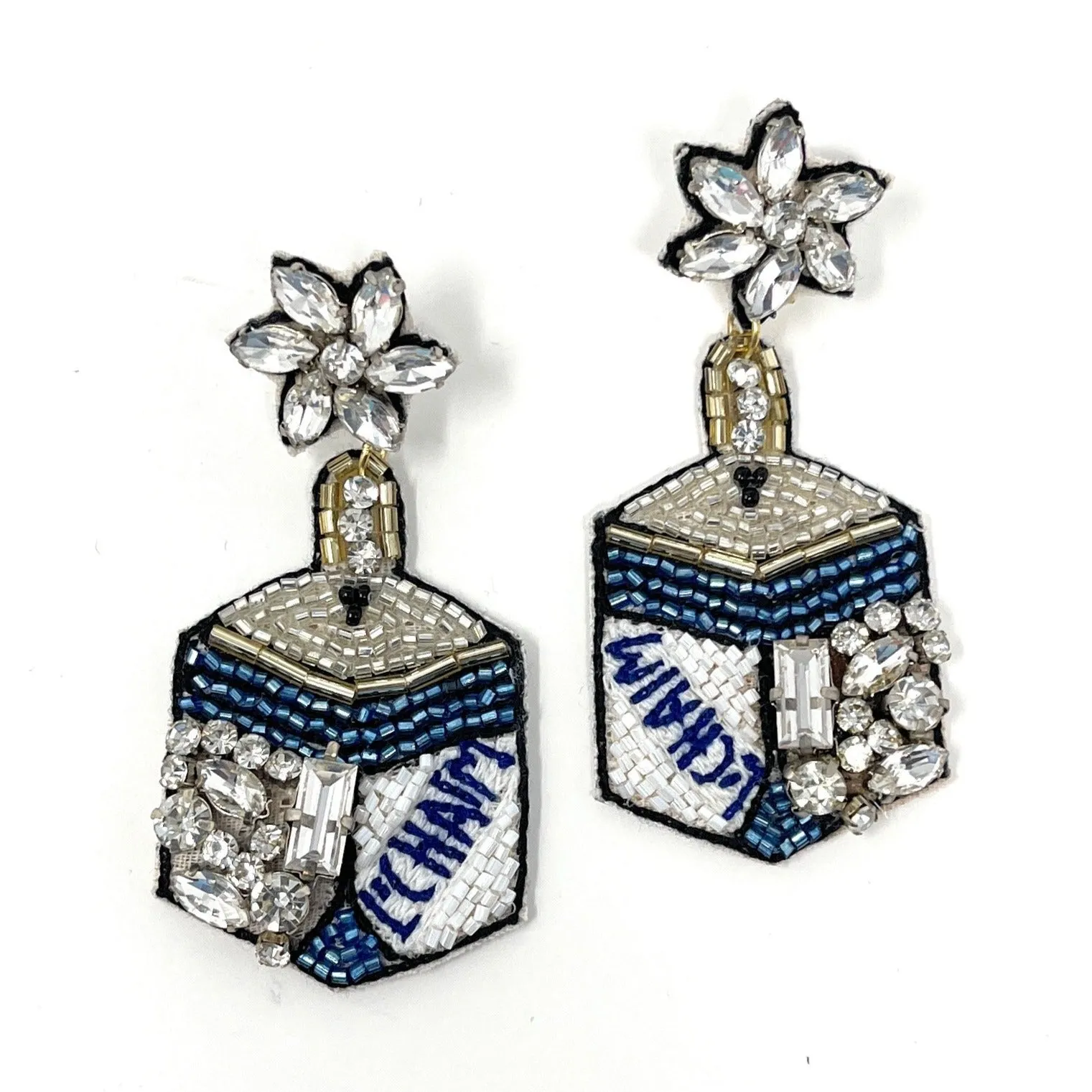 L'Chaim Beaded Jeweled Earrings