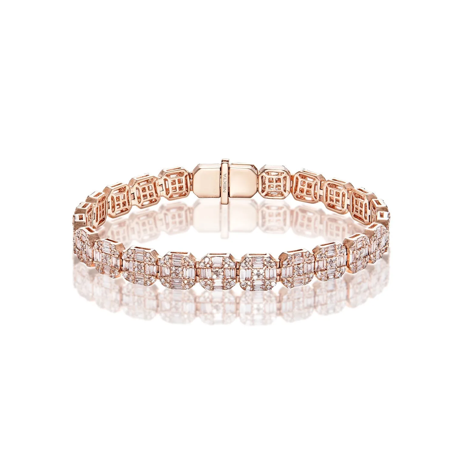 Levi 7 Carat Combine Mix Shape Diamond Bracelet in 14k Rose Gold